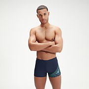Bañador tipo bóxer Medley con logotipo para hombre, azul marino/verde