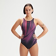 Women's Shaping Enlace Printed Swimsuit Black/Berry - 32