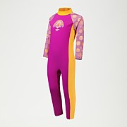 Bedruckter All-In-One-Sun Suit für Mädchen im Kleinkindalter Violett/Gelb