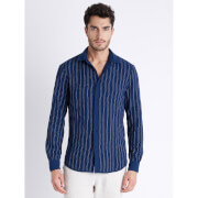 Navy Blue Spread Collar Cotton Casual Shirt (DADUAL1)