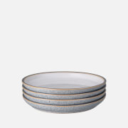 Denby Studio Grey White Medium Coupe Plates - Set of 4