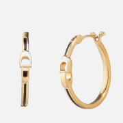 Coach Interlock Gold-Tone Enamel Hoop Earrings