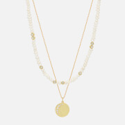 Estella Bartlett Moonz Glass Pearl Gold-Tone Double Chain Necklace