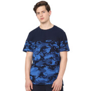 Navy Blue Camouflage Printed T-shirt (VECAMOIN)