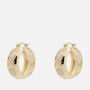 anna + nina Flower Garland Stamped Hoop Earrings - Gold