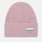 Ganni Women's Light Structured Rib Knit Beanie - Mauve Chalk