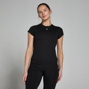 MP sieviešu cieši pieguļošs t-krekls ar īsām piedurknēm “Basics” — Melns