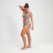 Braga de bikini de cintura alta moldeadora estampada para mujer, negro/blanco - 32