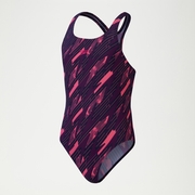 HyperBoom All-Over Medalist-Badeanzug für Mädchen Marineblau/Pink
