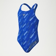 Hyperboom All-Over Medalist-Badeanzug für Mädchen Blau/Gelb