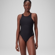 Maillot de bain uni ras de cou Femme Gris foncé