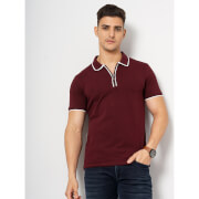 Burgundy Cotton Blend Fashion Polo Tshirt