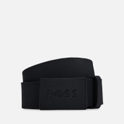 BOSS Black Icon Plaque Textured Leather Belt