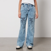 Damson Madder Babysitter Floral-Embroidered Denim Straight-Leg Jeans