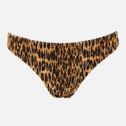 Damson Madder Leopard-Print Shirred Bikini Bottoms