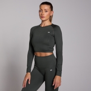 MP Women's Shape Seamless Long Sleeve Crop Top - Dark Shadow