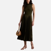 Polo Ralph Lauren Wynna Ribbed-Knit Plissé Dress