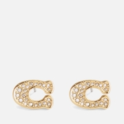Coach Signature Pavé C Gold-Tone Stud Earrings