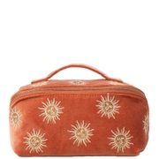 Elizabeth Scarlett Sun Goddess Rust Velvet Open Flat Makeup Bag