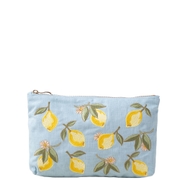 Elizabeth Scarlett Lemon Blossom French Blue Cotton Everyday Pouch