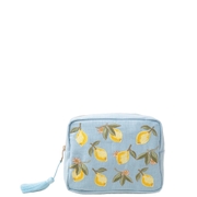 Elizabeth Scarlett Lemon Blossom French Blue Cotton Wash Bag