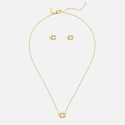 Coach Earrings & Necklace C Gold-Tone Faux Pearl Set
