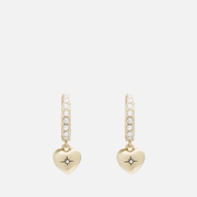Coach Heart Pavé Gold-Tone Huggie Earrings