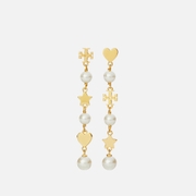Tory Burch Kira Linear Pearl Gold-Tone Earrings