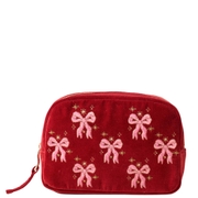 Elizabeth Scarlett Dazzling Bows Velvet Makeup Bag - Rouge