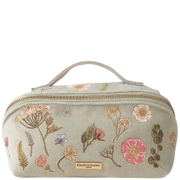 Elizabeth Scarlett Pressed Flowers Velvet Open Flat Makeup Bag - Sage