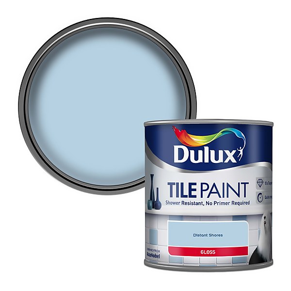 Dulux Tile Paint Gloss Distant Shores 600ml Homebase