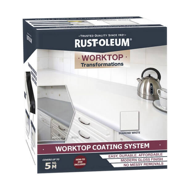 Rust Oleum Kitchen Worktop Transformation Kit Diamond White 1.5L