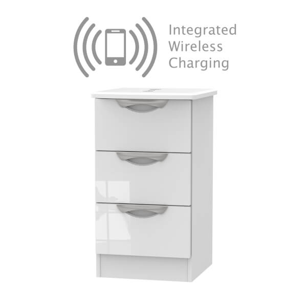 3 drawer white on sale gloss bedside table