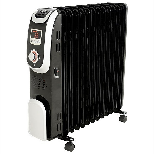 Oil Filled Radiator 2500w Black W/ L | Homebase