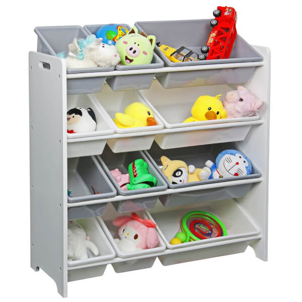 Toy Organiser with 12 Plastic Bins Homebase