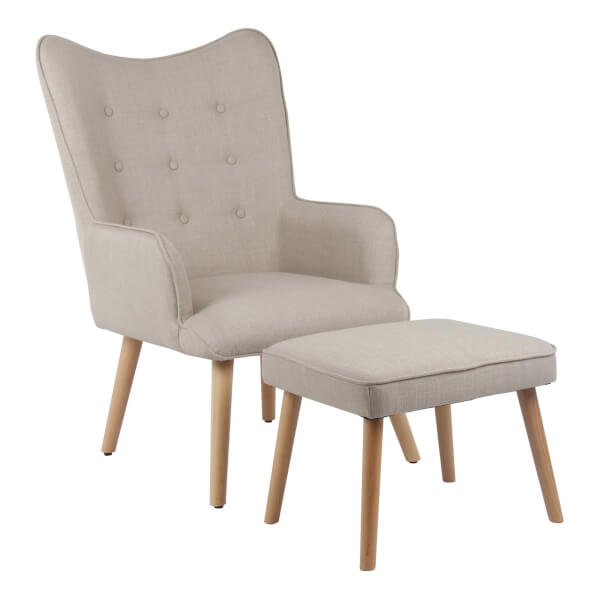 Leon Chair and Footstool Natural Homebase