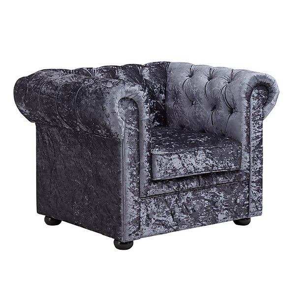 Blue crushed velvet chair deals