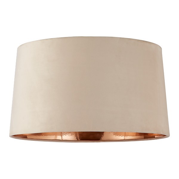 House Beautiful Samet Velvet Drum Shade Champagne 45cm Homebase