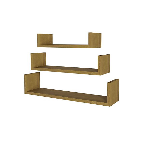 LPD Furniture floating oak square shelf 4 cube 
