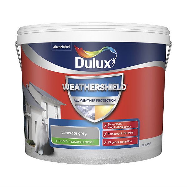 Dulux Weathershield Smooth Masonry Paint Concrete Grey 10L