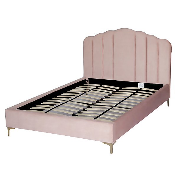 Sophia Scallop Double Bed Blush Homebase