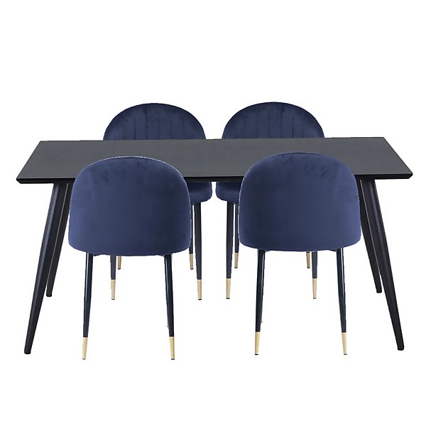 Illona Dining Table and 4 Chairs Navy Homebase