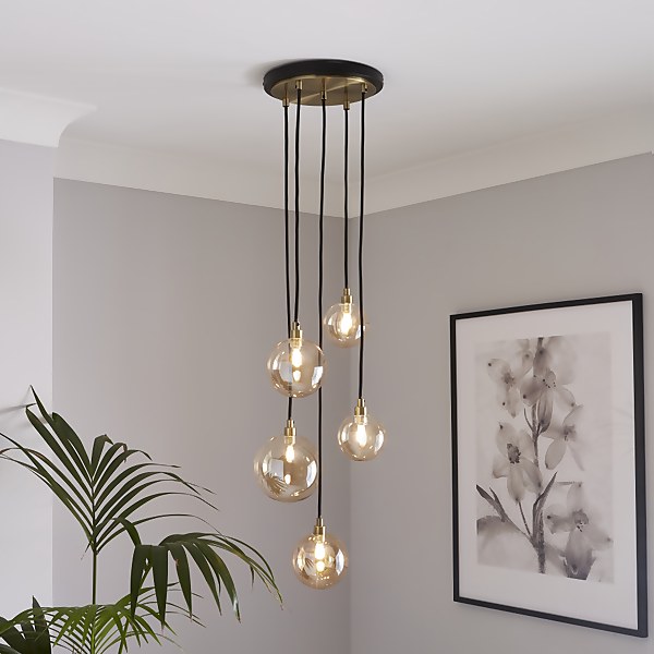 Brass cluster shop light
