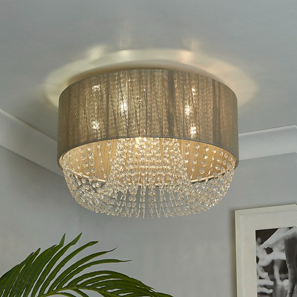 Bellano 5 Light Flush Ceiling Light Grey Homebase