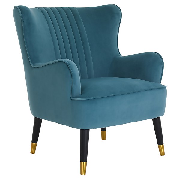 Montana Wingback Armchair Teal Blue Homebase