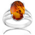 Stunning Silver Plated Amber Ring 
