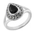 Silver Plated Pear Shaped Onyx Ring
