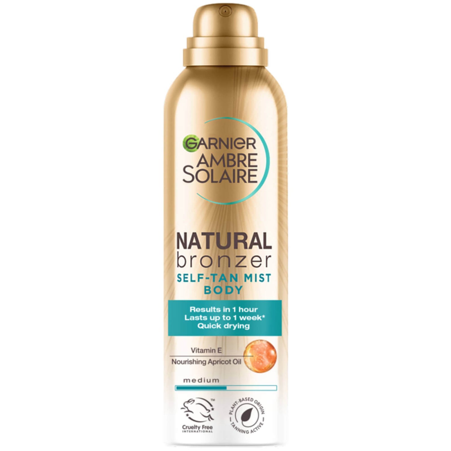 Garnier Ambre Solaire Natural Bronzer Quick Drying Body Self Tan Mist Medium 150ml