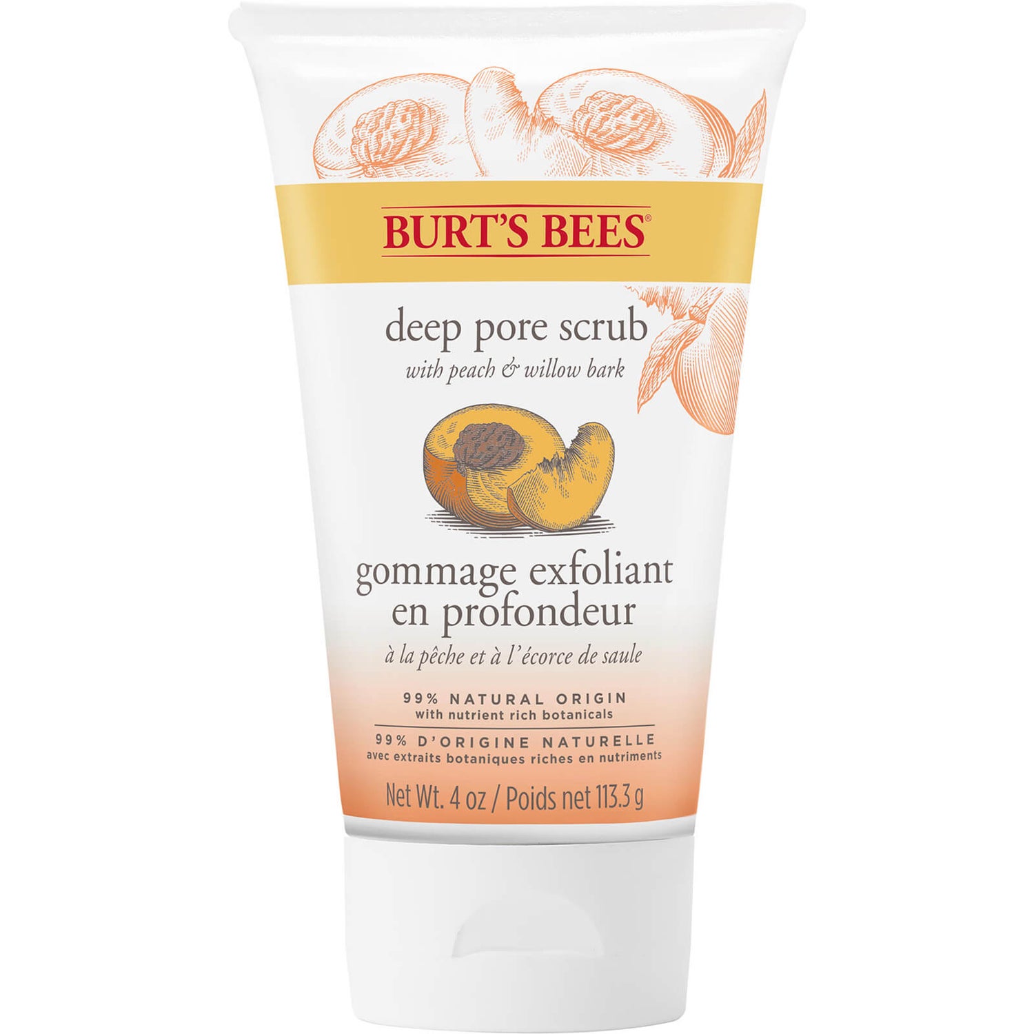 Burt's Bees Peach & Willowbark Deep Pore Scrub -kuorinta-aine (110g)
