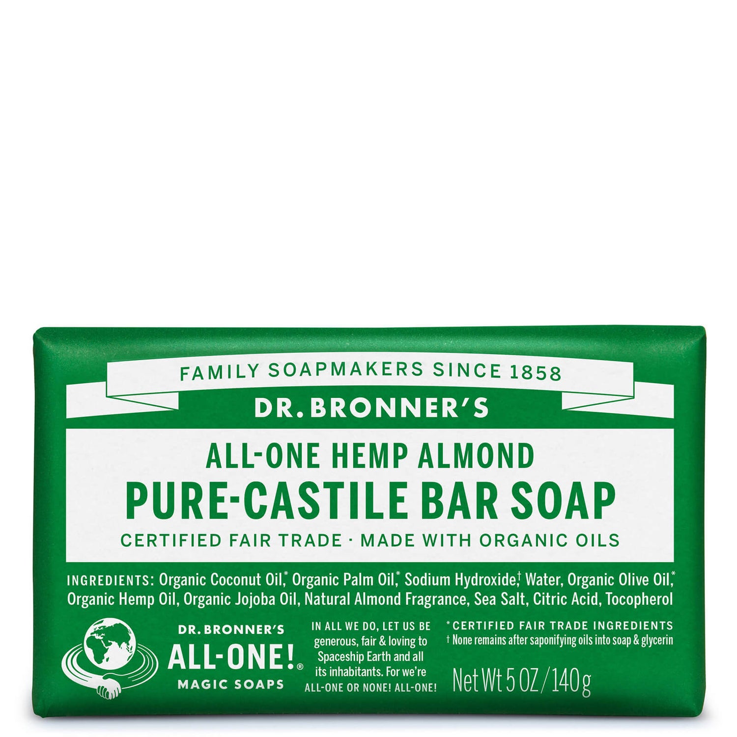 Dr. Bronner's Pure Castile Bar Soap - Almond 140g